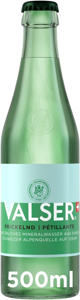 Valser Pétillante Caisse 20 x 0,5 l Bouteille Verre réutilisable