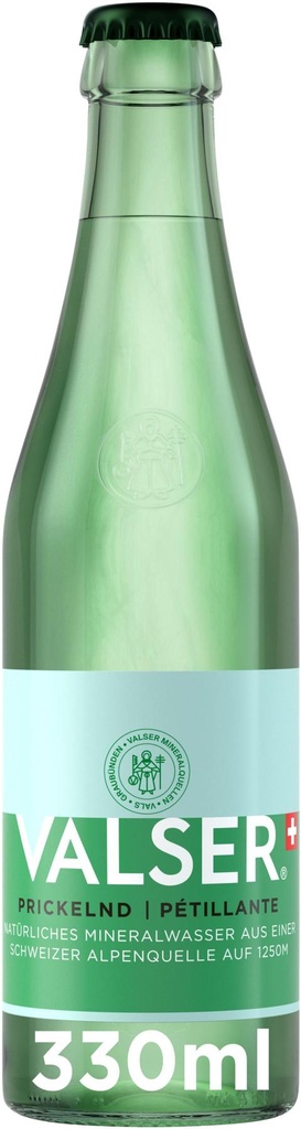 Valser Pétillante Caisse 24 x 0,33 l Bouteille Verre réutilisable