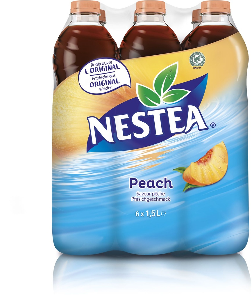 Nestea Thé noir Pêche Tray 6 x 1,5 l Bouteille PET jetable
