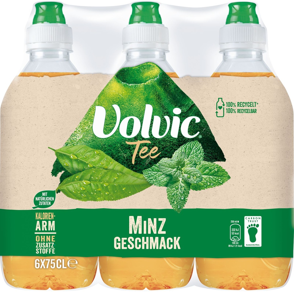 Volvic Thé Vert Menthe Tray 6 x 0,75 l Bouteille PET jetable