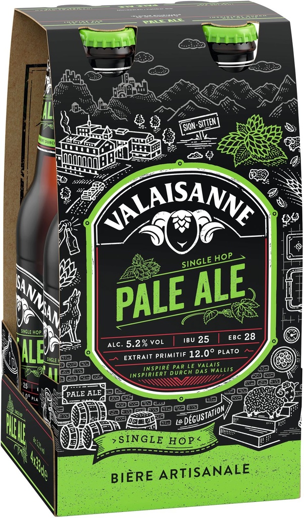 Valaisanne Pale Ale Tray 6 x 4 x 0,33 l Bouteille Verre jetable