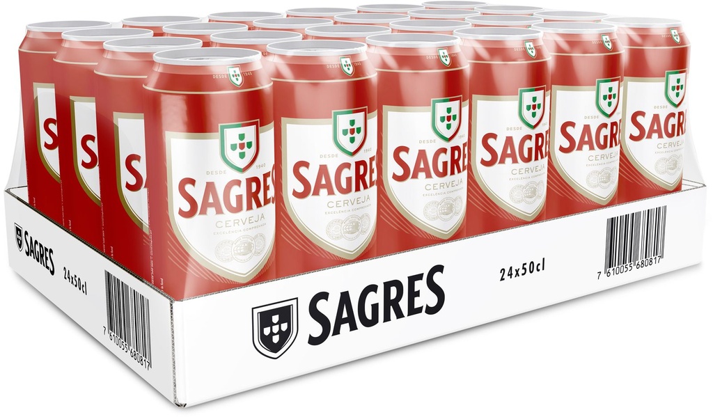 Sagres Branca Biére Alc.5% Vol. Tray 24 x 0,5 l Cannette Alu jetable