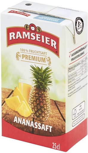 [21708] Ramseier premium 100% Jus d'ananas Carton 27 x 0,25 l Tetra Pack jetable