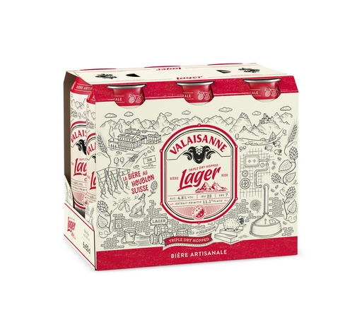 [30351] Valaisanne Lager Alc. 4.8 % Vol. Tray 4 x 6 x 0,5 l Cannette Alu jetable