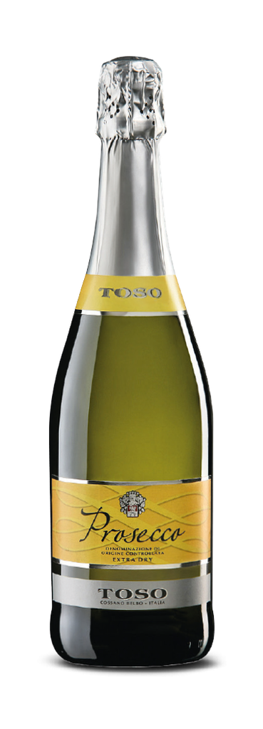 Toso Prosecco Spumante Extra Dry DOC Vol.Alc.11% 6 x 0,70 l Bouteille Verre jetable
