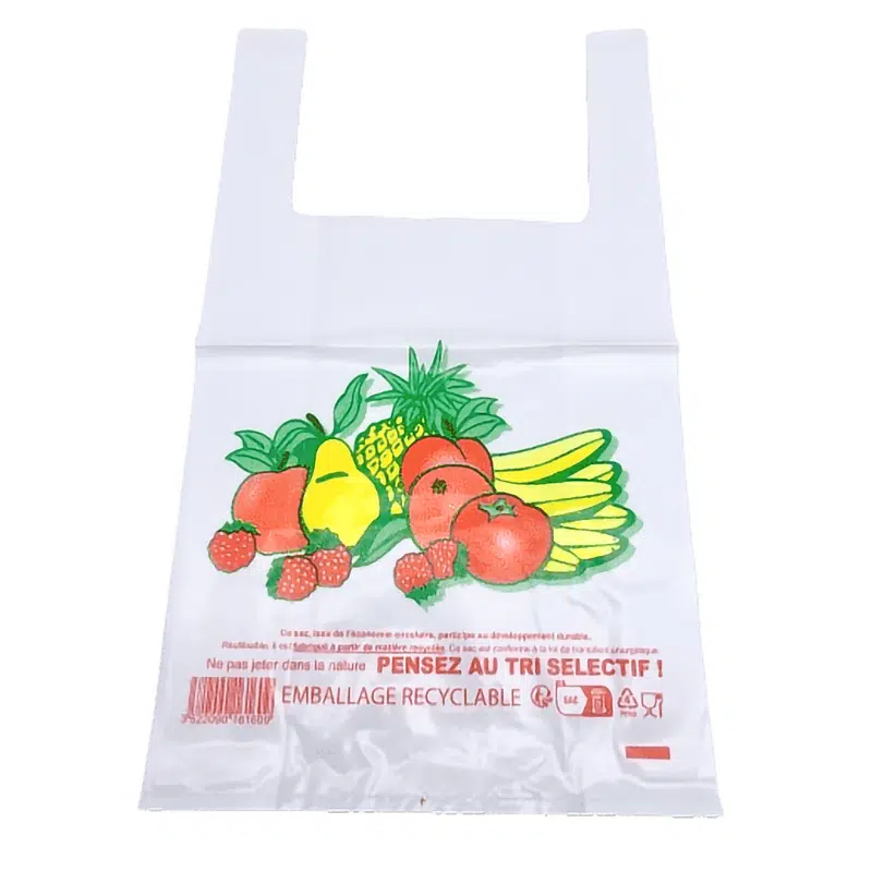 Sac plastique bretelles blanc PEHD 32+180 x 550mm (Ep.29my ) 9 x 100=900