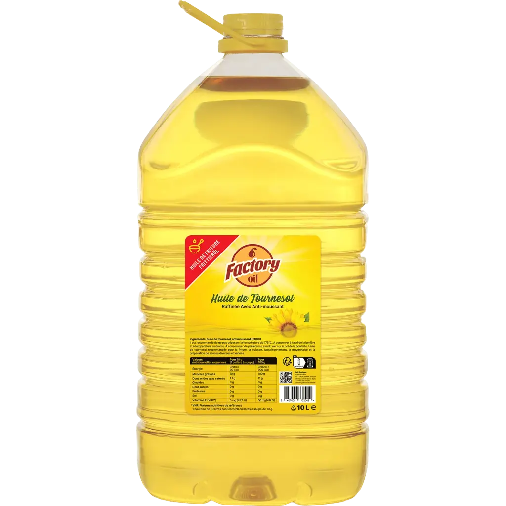 Factory Huile de tournesol Friture  2 x 10 l Bouteille PET jetable