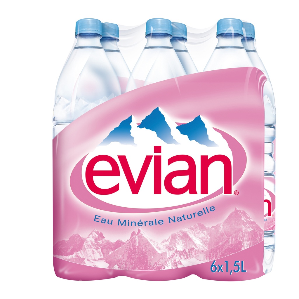 Evian Tray 6 x 1,5 l Bouteille PET jetable