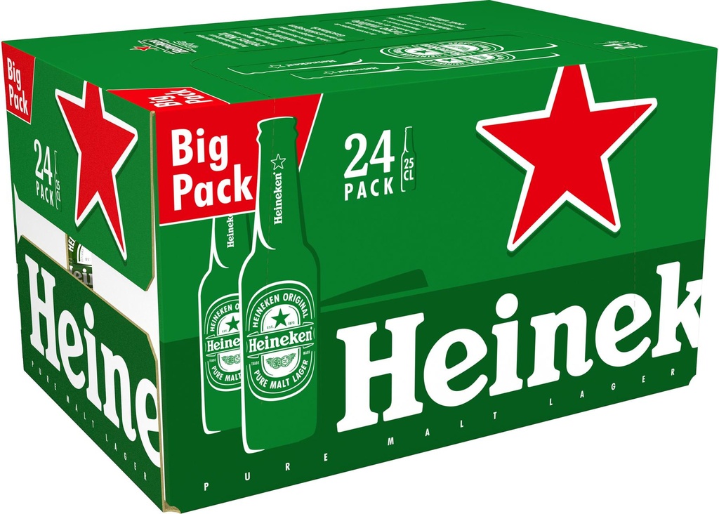 Heineken Biére Blonde Alc.5% Vol. Tray 24 x 0,25 l Bouteille Verre jetable