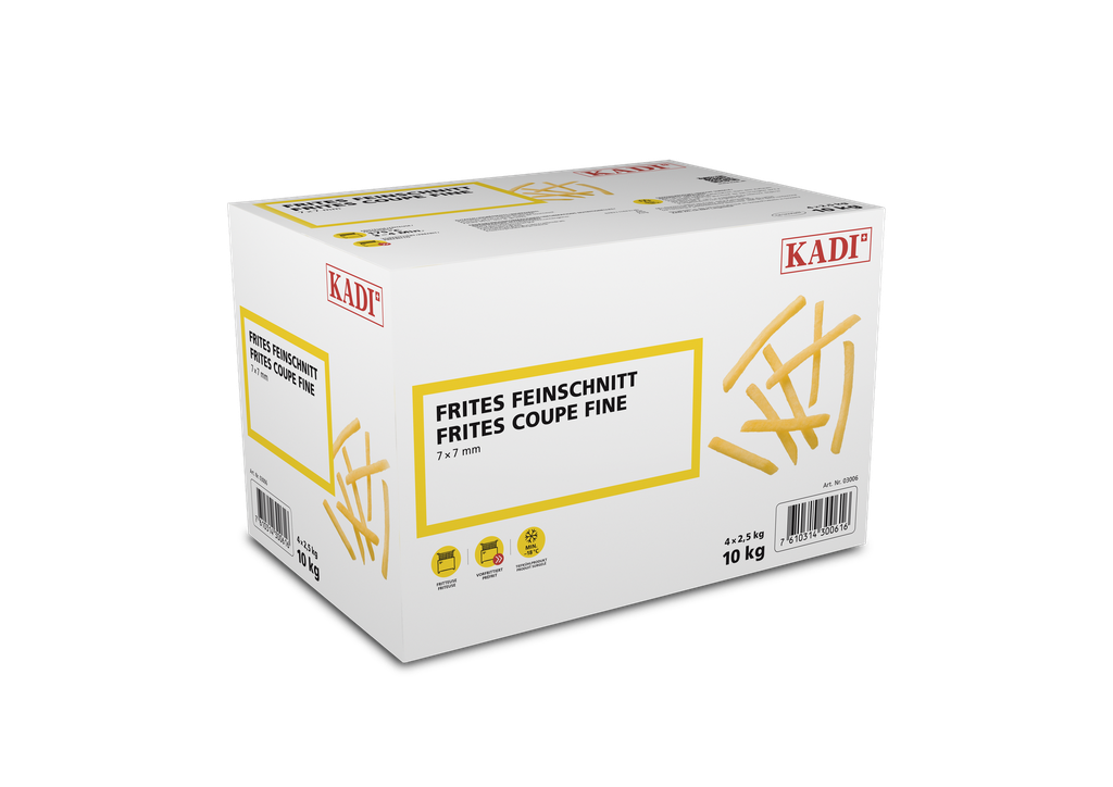 Frites Kadi Coupe fine produit suisse 7 x 7mm  4 x 2,5=10kg.