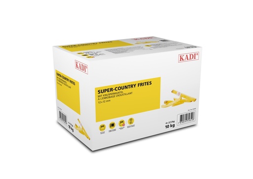 [60005] Kadi Super Country Frites 12 x 12 mm, avec pelure, à l'enrobage croustillant 4 x 2,500g =10kg