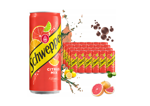 [22016] Schweppes Citrus Mixer Tray 24 x 0,33 l Cannette Alu jetable