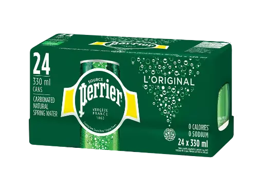 [10604] Perrier Eau minérale Carton 24 x 0,33 l Cannette Alu jetable