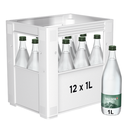 [10296] Valser Pétillante Caisse 12 x 1,0 l Bouteille Verre réutilisable