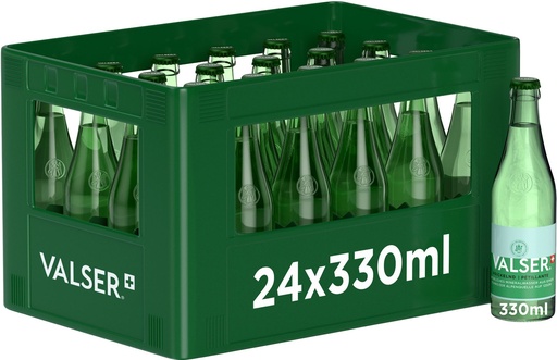 [10300] Valser Pétillante Caisse 24 x 0,33 l Bouteille Verre réutilisable
