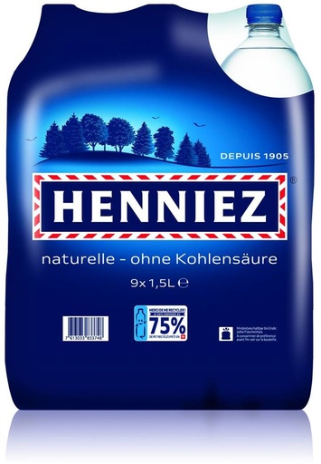 [10499] Henniez Naturelle (Bleue) Tray 6 x 1,5 l Bouteille PET jetable