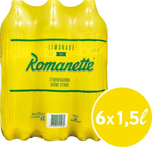 [20076] Romanette Citron Tray 6 x 1,5 l Bouteille PET jetable