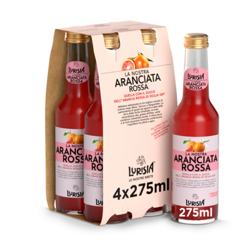 [20490] Lurisia Aranciata Rossa NRG Tray 6 x 4 x 0,275 l Bouteille Verre jetable