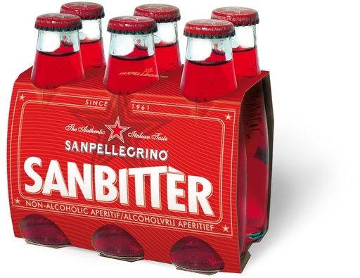 [20629] SanPellegrino Sanbittèr Tray 4 x 6 x 0,1 l Bouteille Verre jetable