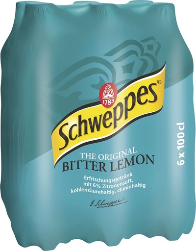 [20638] Schweppes Bitter Lemon Tray 6 x 1,0 l Bouteille PET jetable