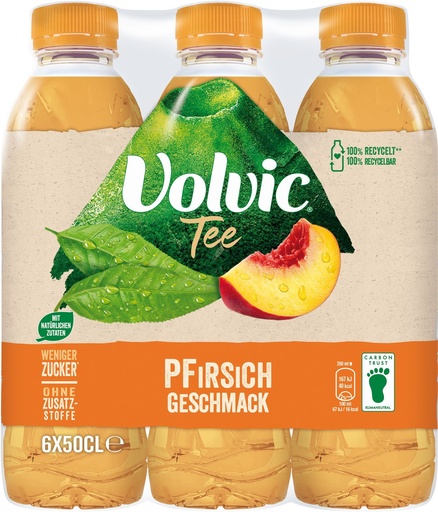 [21176] Volvic Thé Pêche Tray 4 x 6 x 0,5 l Bouteille PET jetable