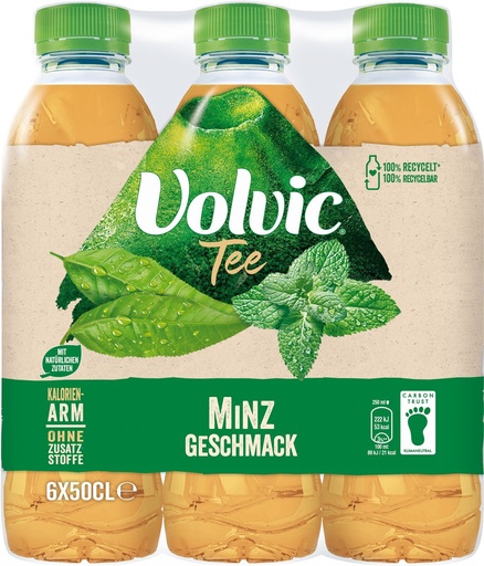[21181] Volvic Thé Vert Menthe Tray 4 x 6 x 0,5 l Bouteille PET jetable