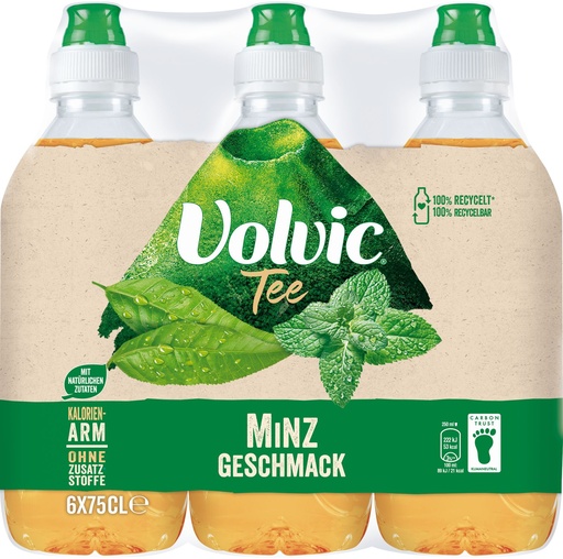 [21183] Volvic Thé Vert Menthe Tray 6 x 0,75 l Bouteille PET jetable