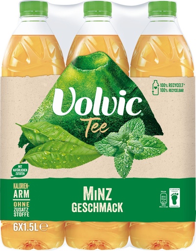 [21184] Volvic Thé Vert Menthe Tray 6 x 1,5 l Bouteille PET jetable