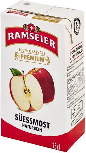 [21861] Ramseier Jus de pomme Carton 27 x 0,25 l Tetra Pack jetable