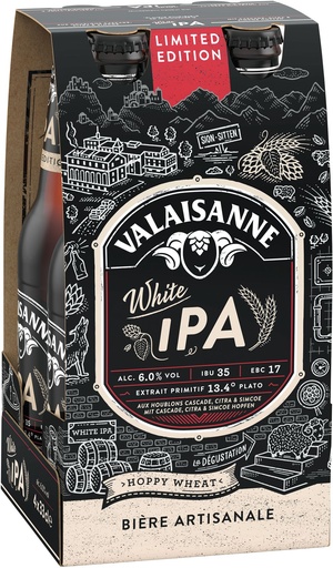 [30856] Valaisanne White IPA Tray 6 x 4 x 0,33 l Bouteille Verre jetable