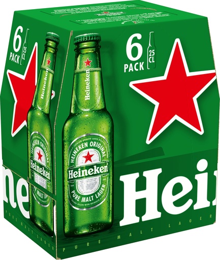 [31302] Heineken Tray 4 x 6 x 0,25 l Bouteille Verre jetable