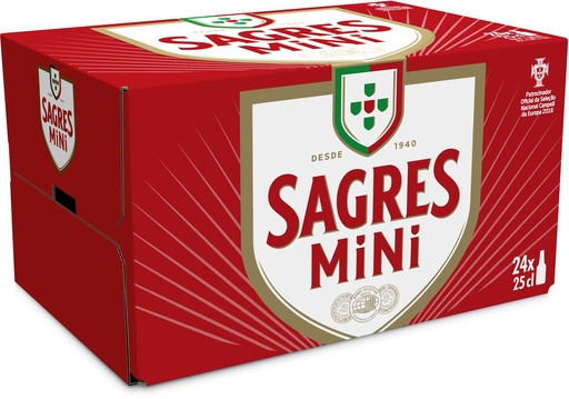 [31614] Sagres Branca Tray 24 x 0,25 l Bouteille Verre jetable